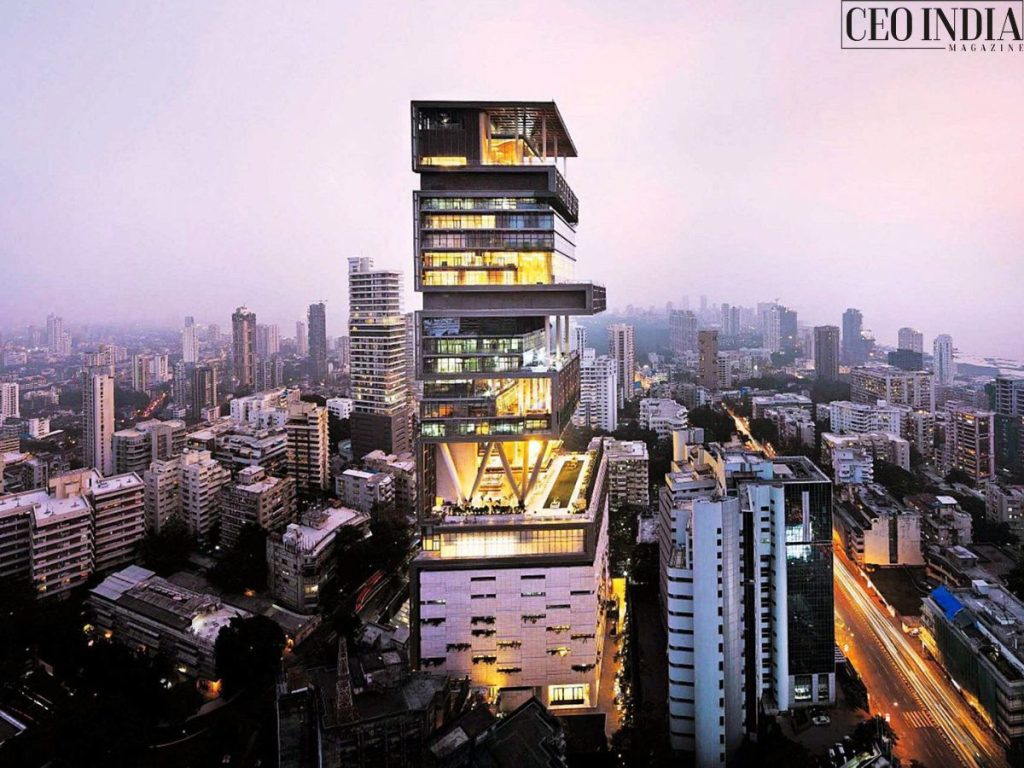 Antilia building drone shot