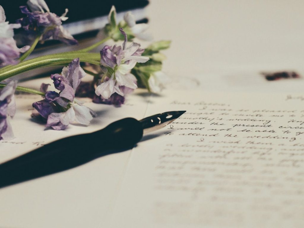 hand written letters with leaves